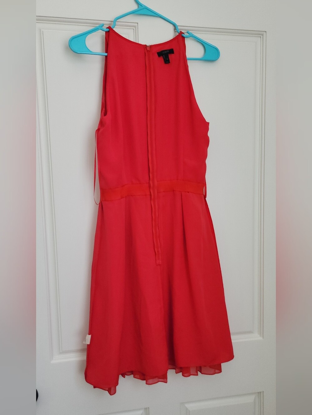 J. Crew Red Pleated Chiffon Dress - Picture 15 of 16